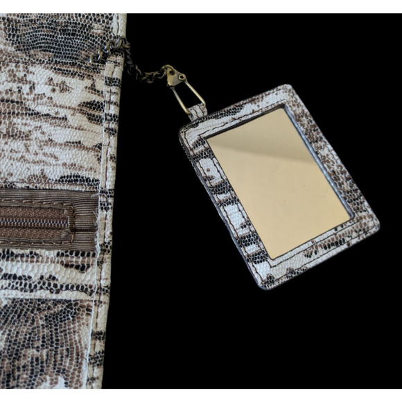 HOBO Rachel Continental Wallet Lizard Printed Leather Brown White Reptile Snake - Picture 7 of 9